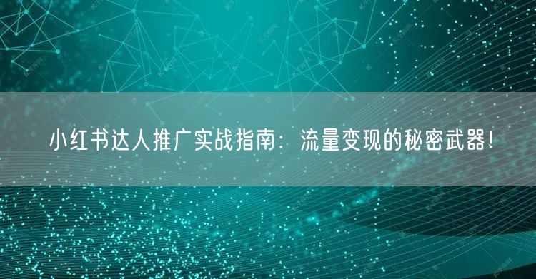 小红书达人推广实战指南:流量变现的秘密武器!
