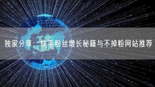 独家分享：快手粉丝增长秘籍与不掉粉网站推荐