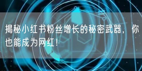 揭秘小红书粉丝增长的秘密武器,你也能成为网红!