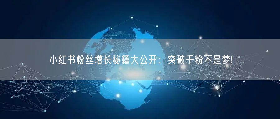 小红书粉丝增长秘籍大公开:突破千粉不是梦!